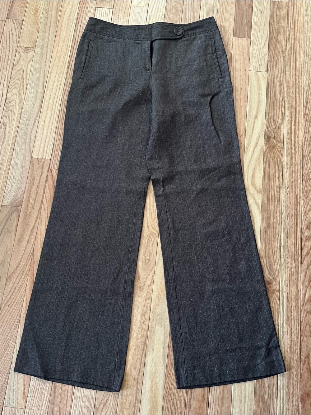 J Jill Linen Blend Wide Leg Trousers 10 Brown Pants Quiet Luxury Euro Summer